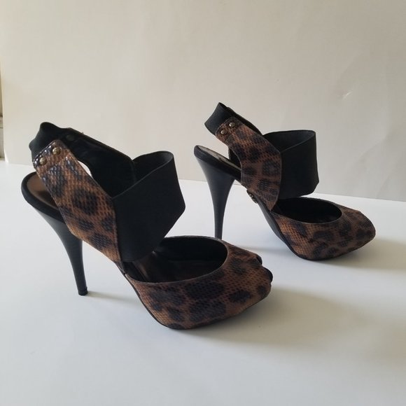 Simply Vera, Vera Wang Brown Animal Print Open Toe Stiletto 8.5 - Picture 7 of 11
